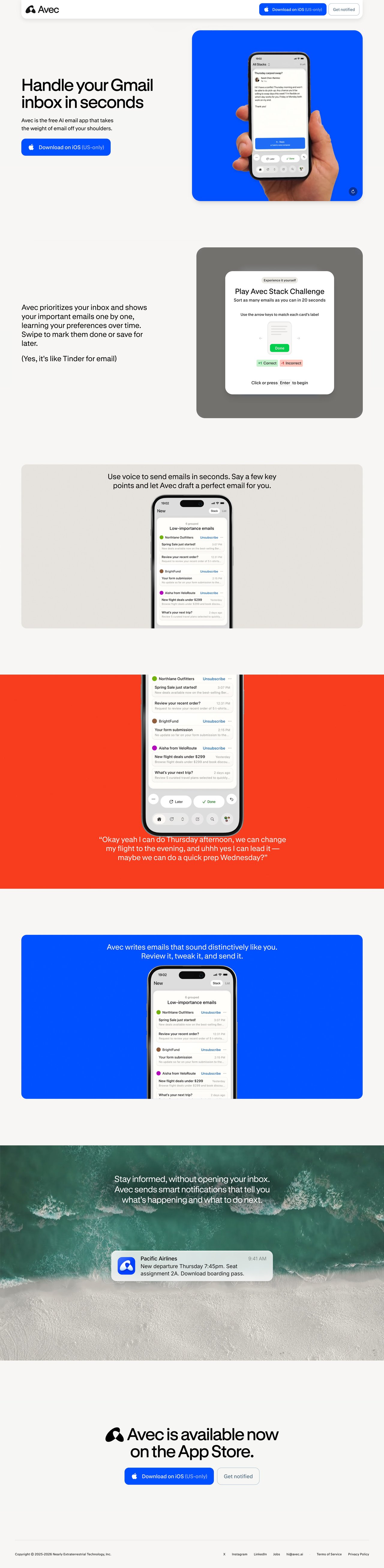 Avec Website Screenshot