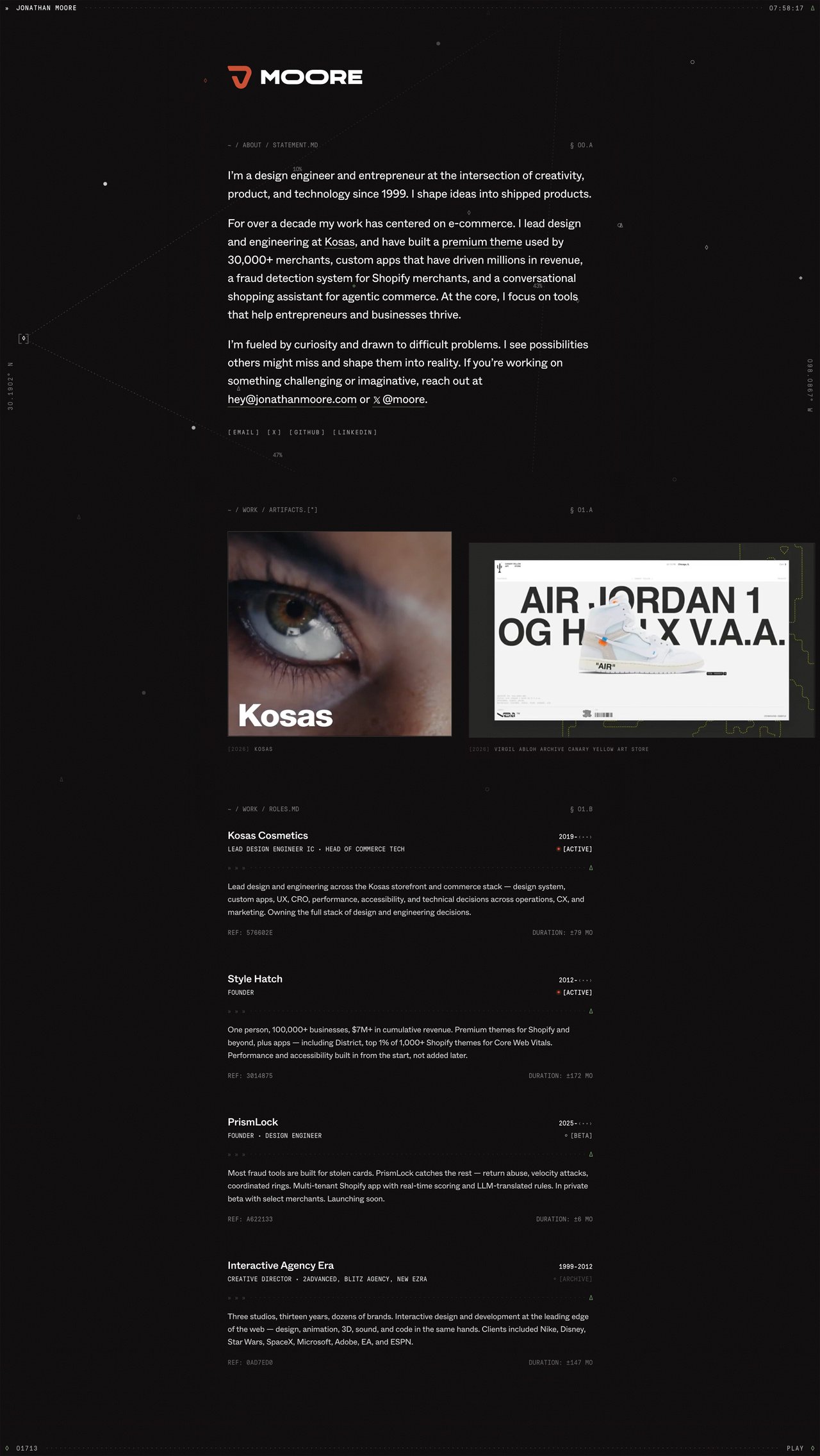 Jonathan Moore Website Screenshot