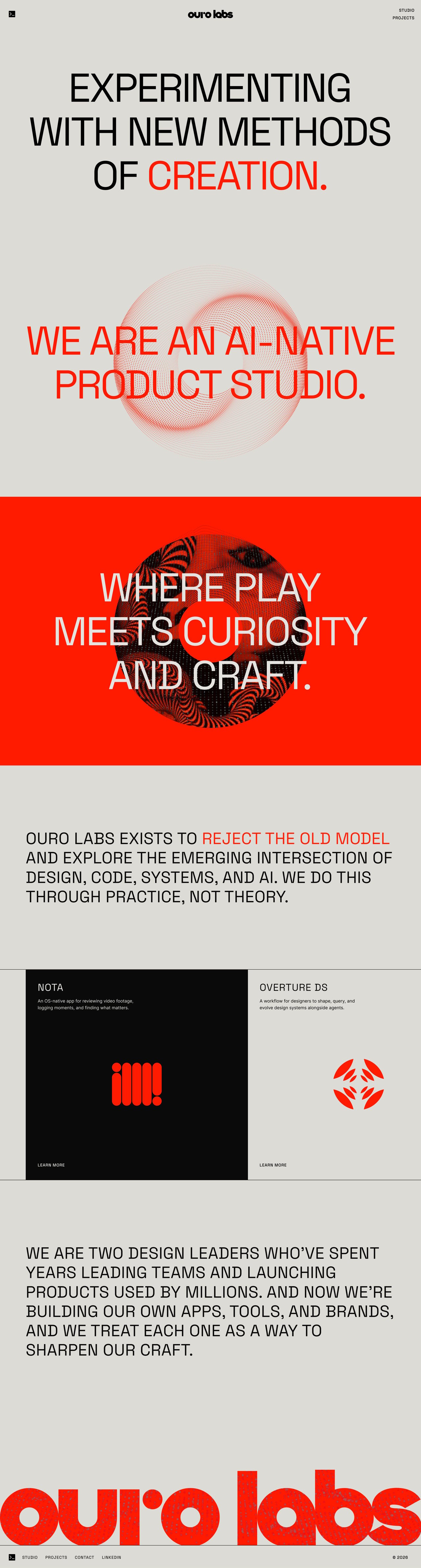 Ouro Labs Website Screenshot