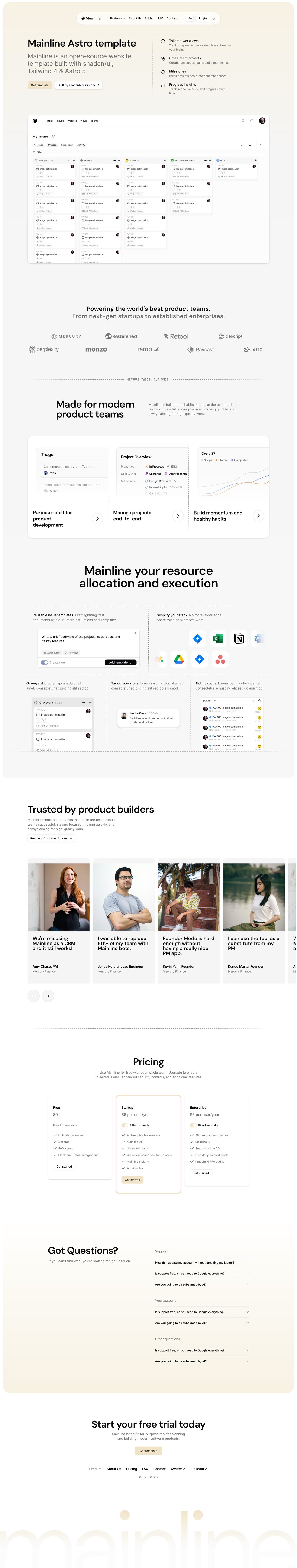 Mainline Astro Website Screenshot