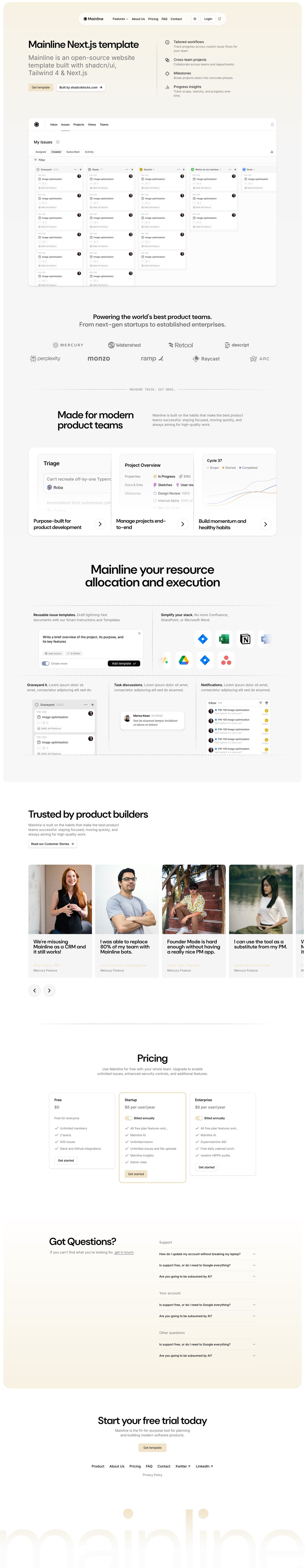 Mainline Next.js Website Screenshot