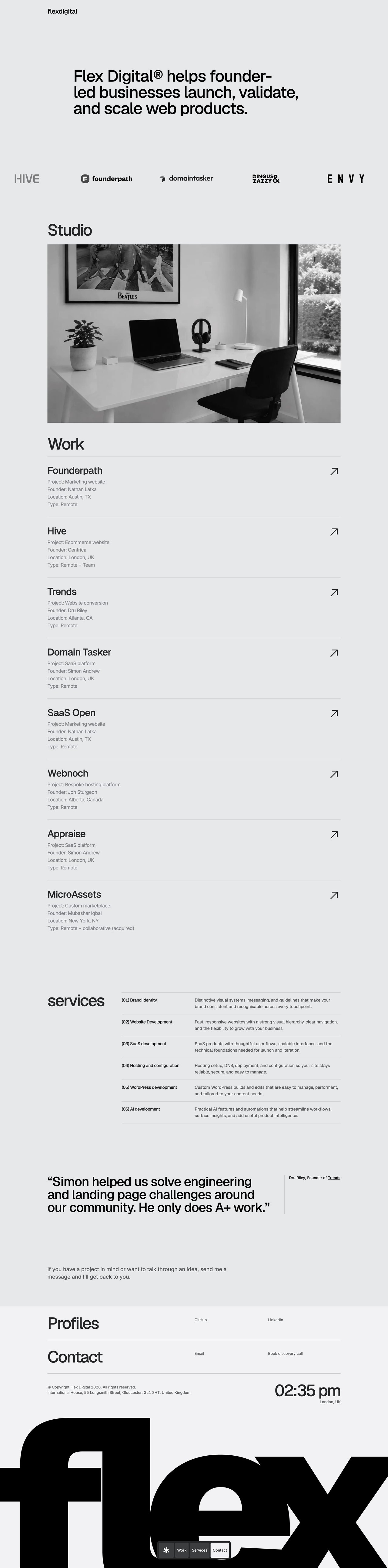 Flex Digital Website Screenshot