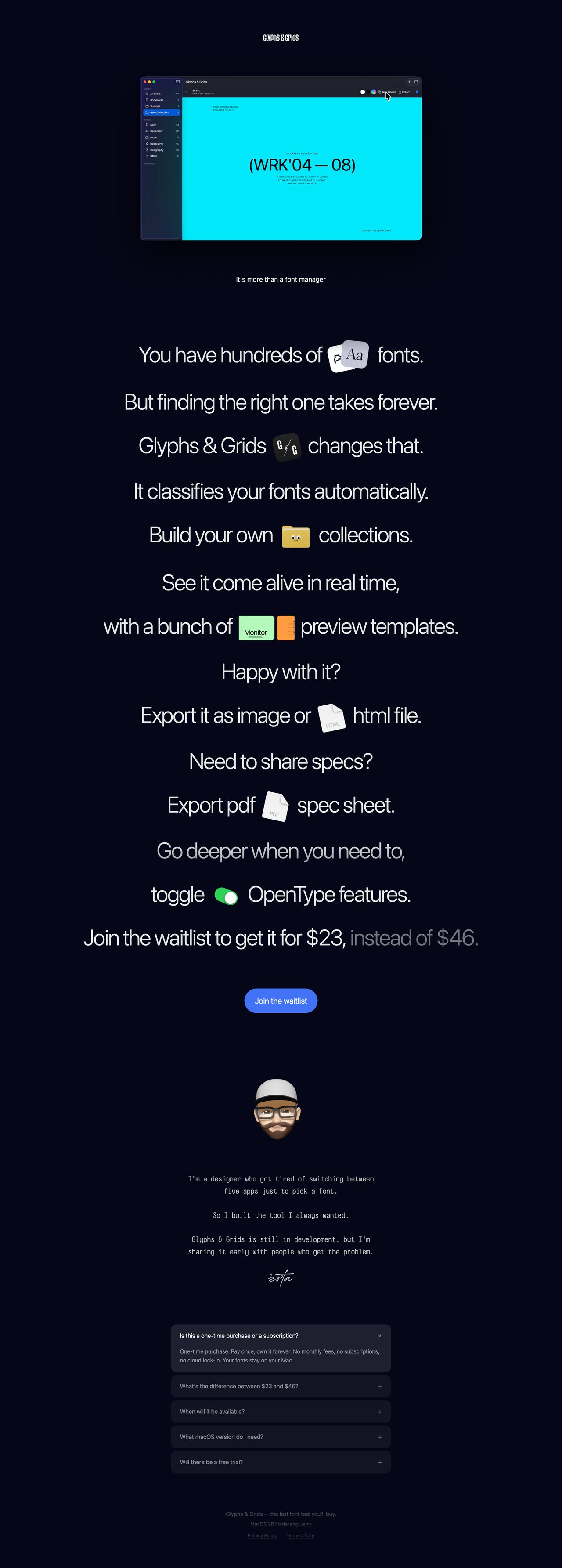 Glyphs & Grids Website Screenshot