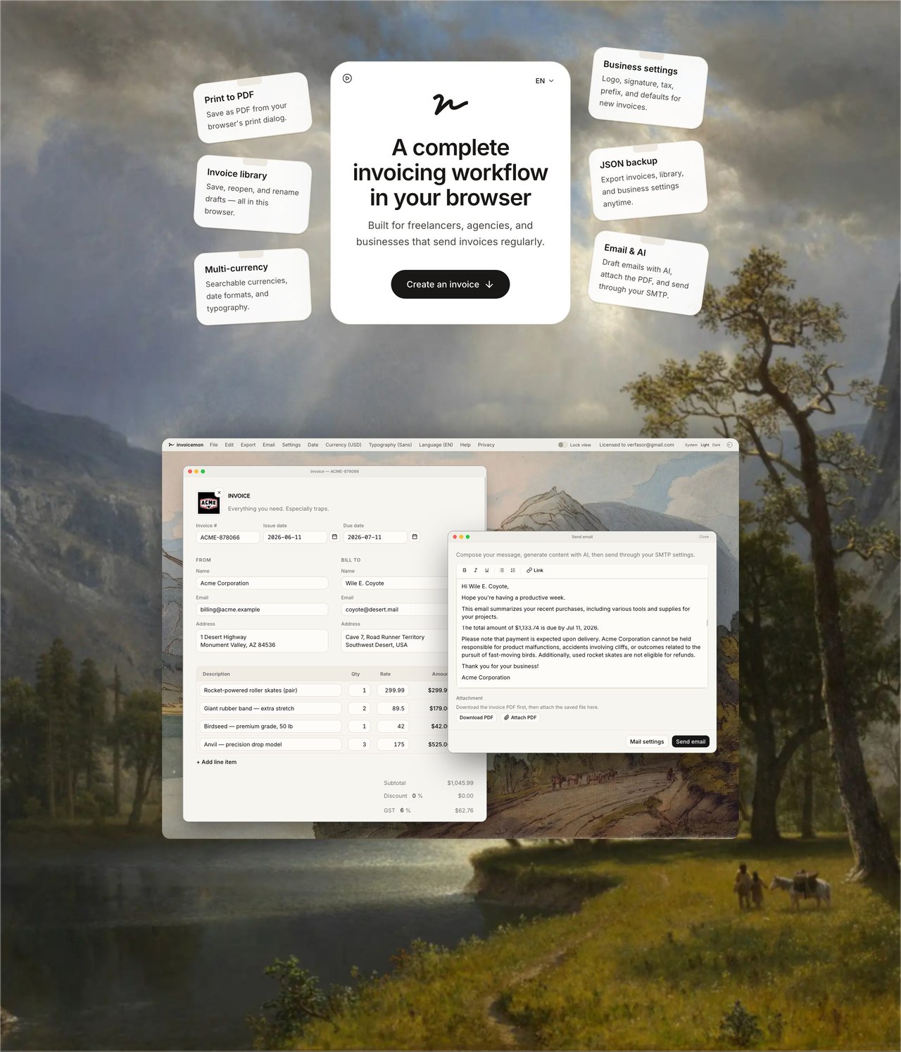 invoicemon Website Screenshot