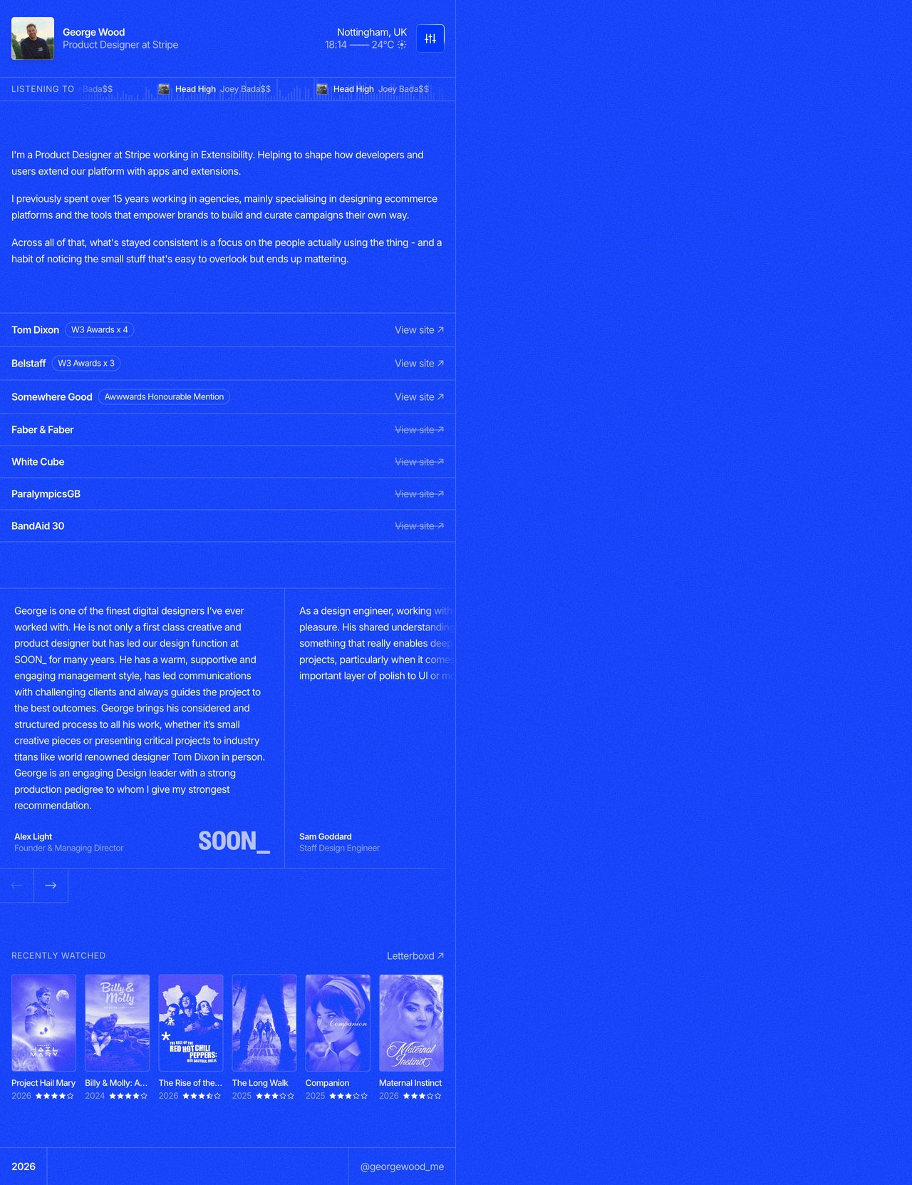 George Wood • Product Designer Website Screenshot