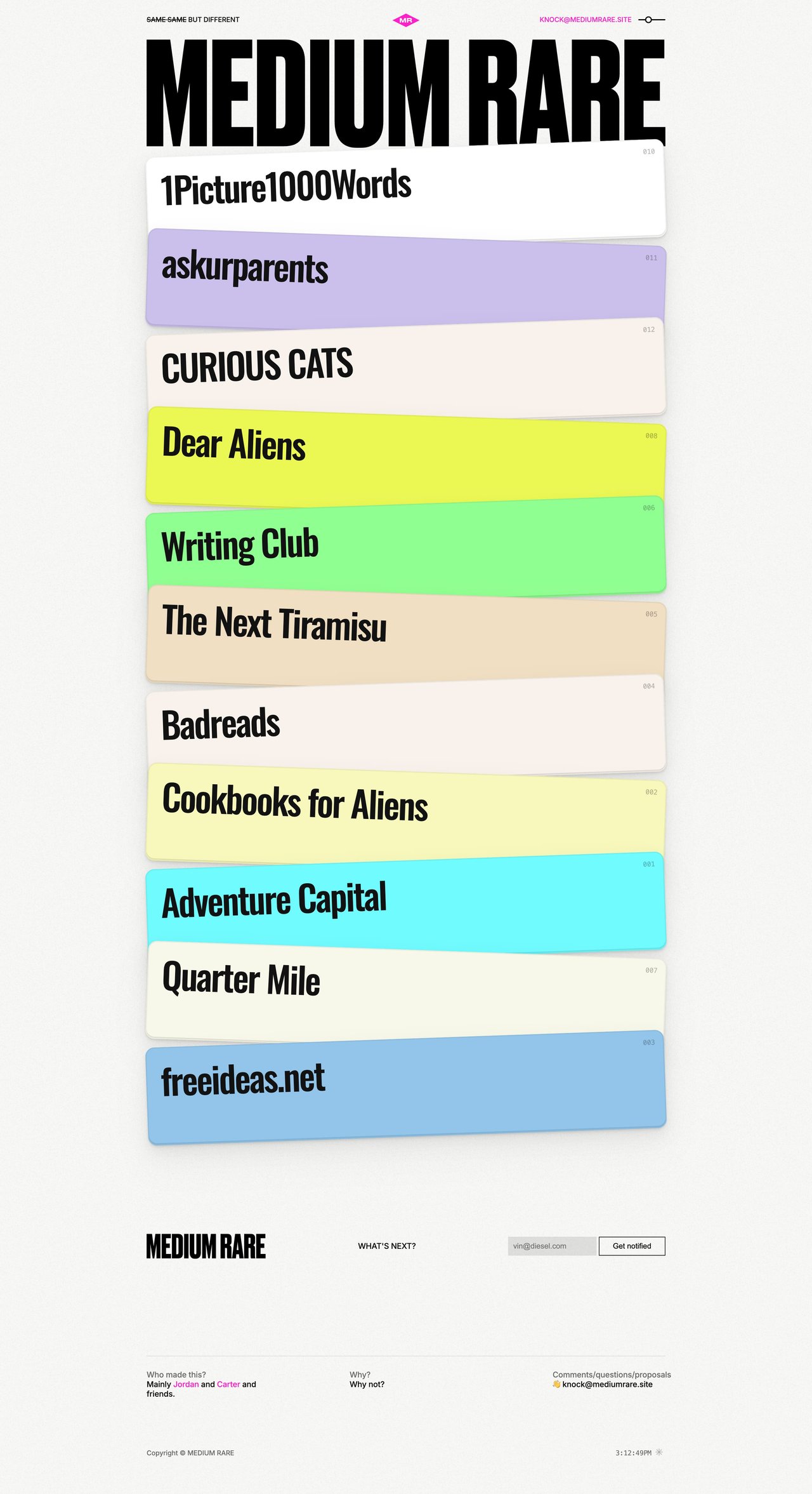 Medium Rare Website Screenshot