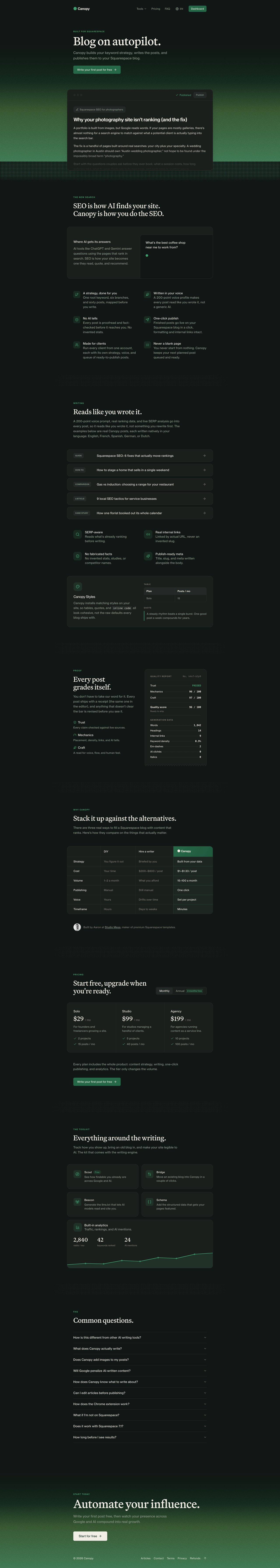 Canopy Website Screenshot