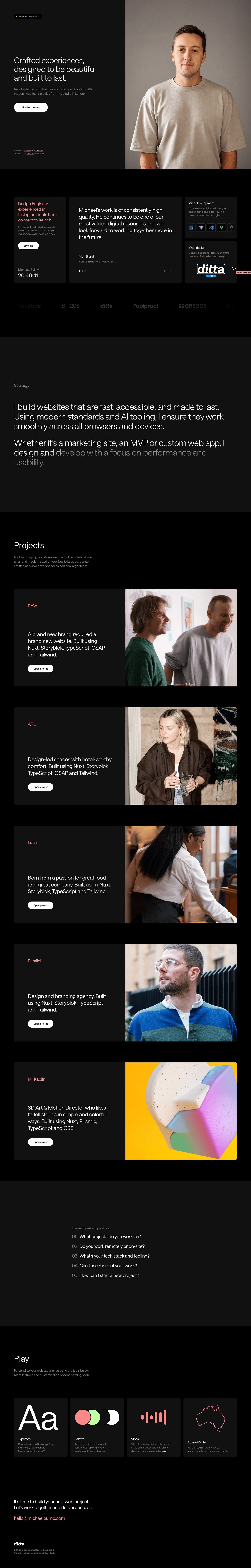 Michael Pumo Website Screenshot