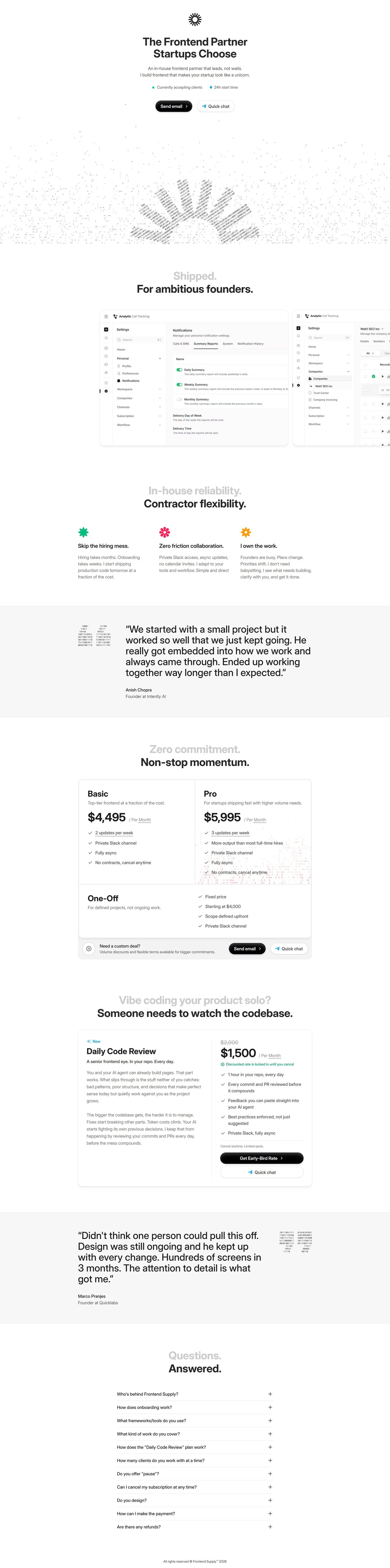 Frontend Supply™ Website Screenshot