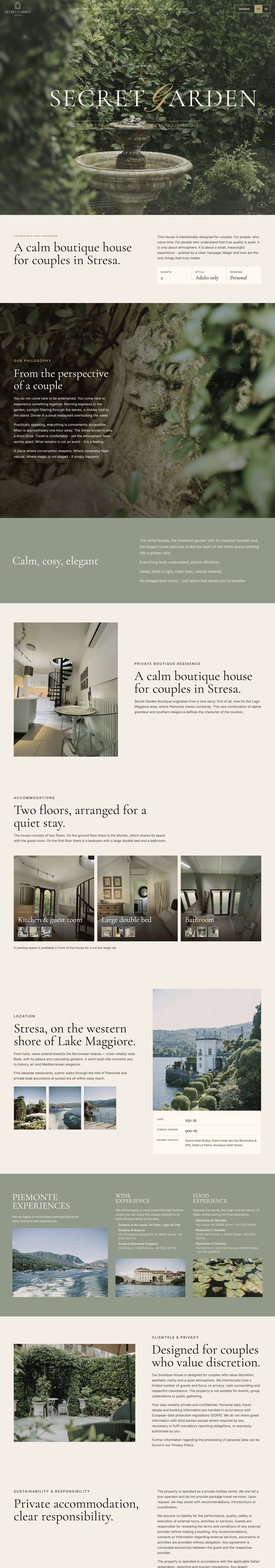 Secret Garden Stresa Website Screenshot