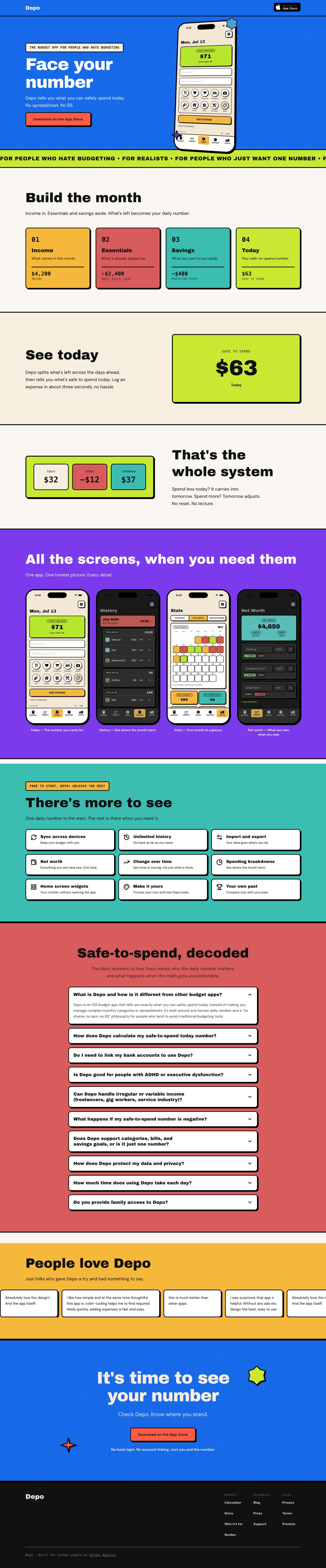 Depo Budget App Website Screenshot