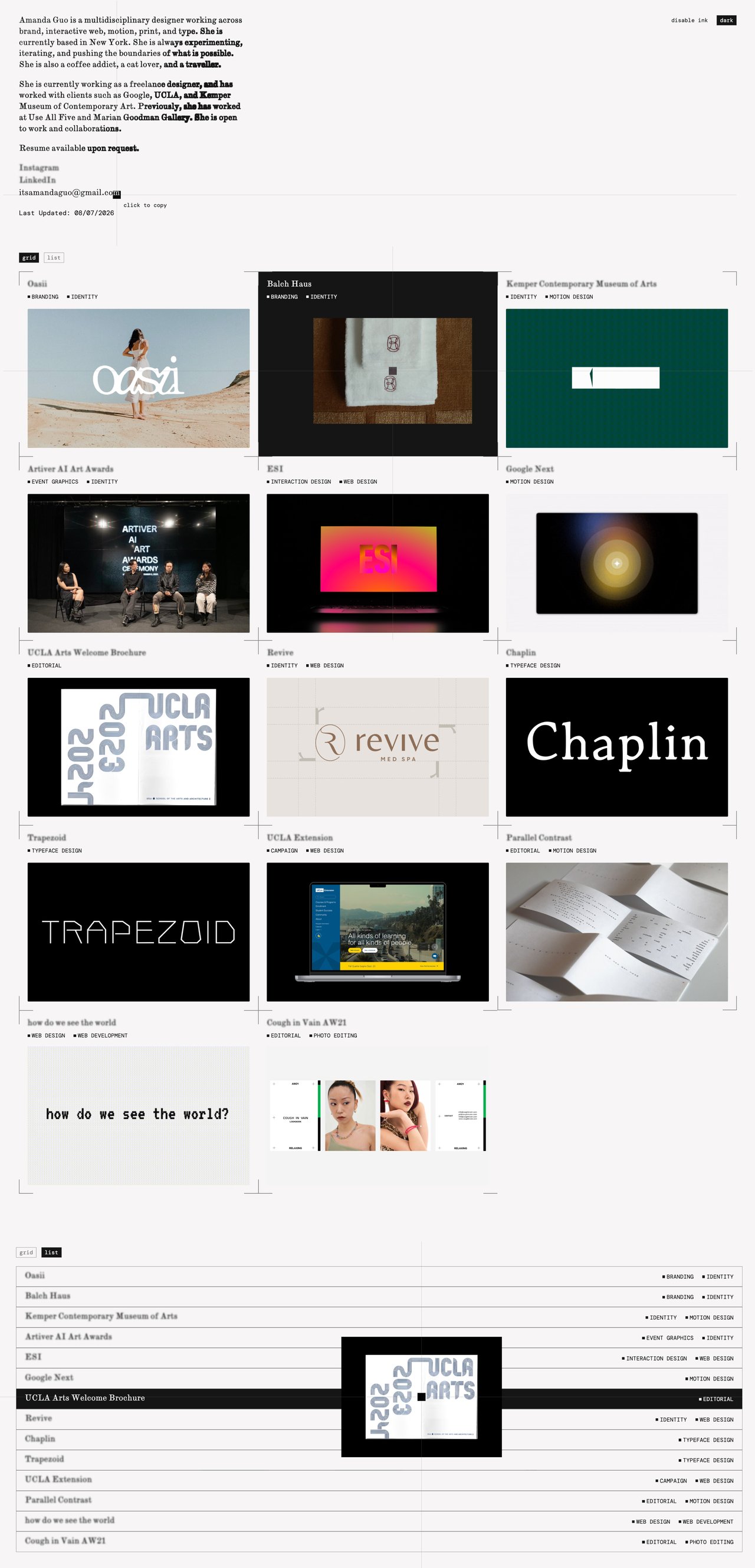 Amanda Guo Design Website Screenshot