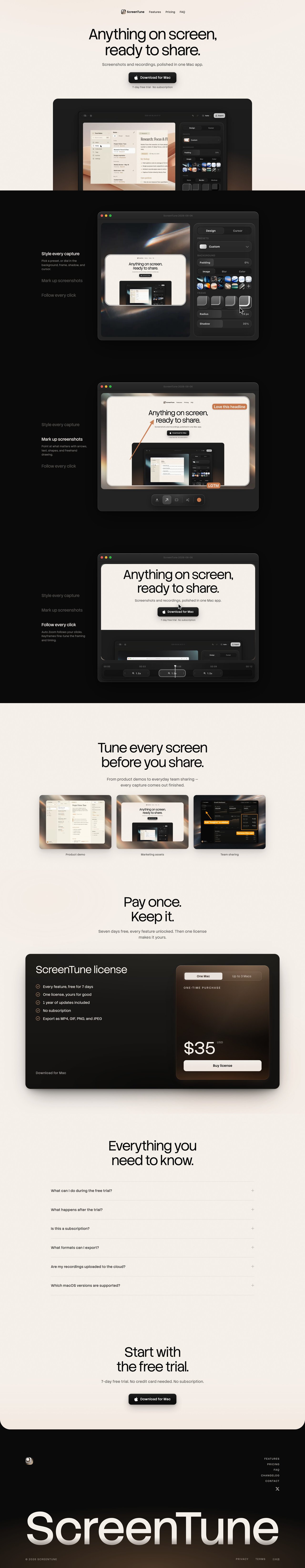 ScreenTune Website Screenshot