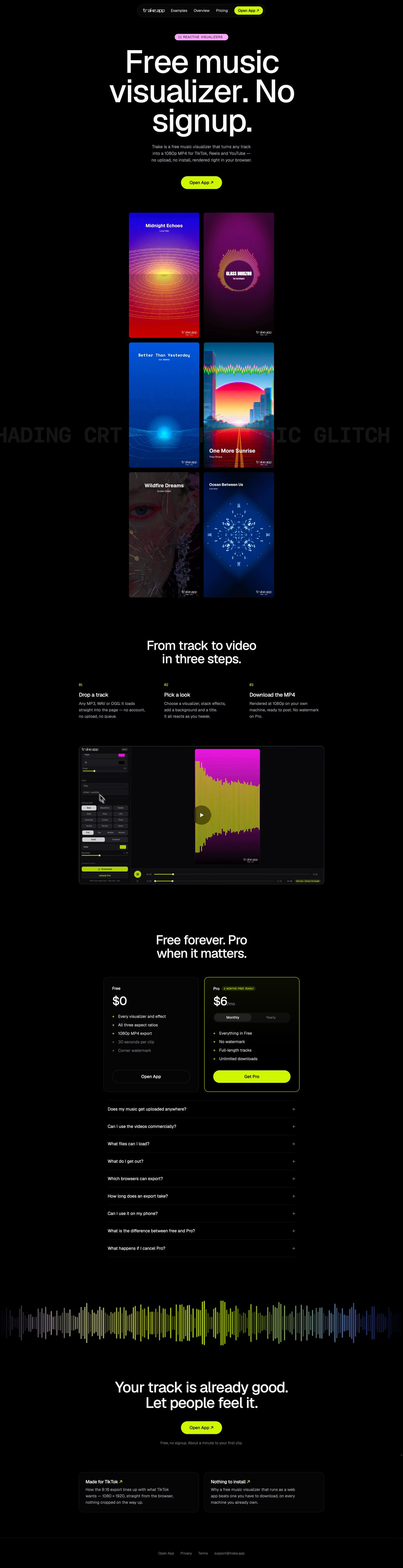 Trake.app Website Screenshot