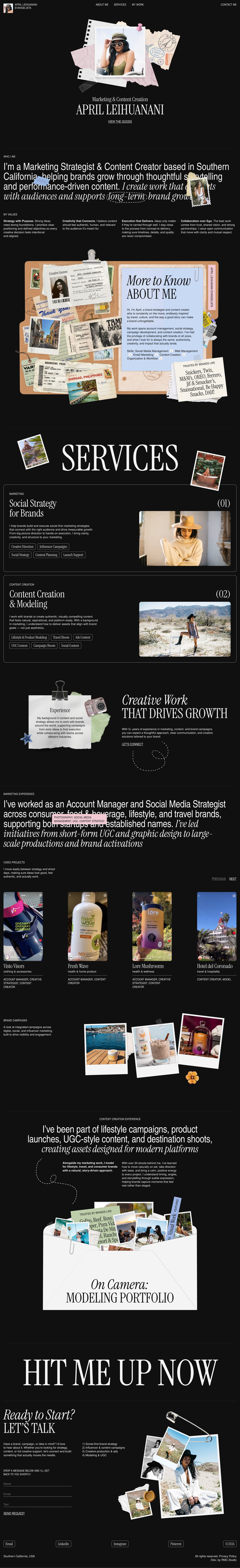 April Leihuanani Evangelista Website Screenshot