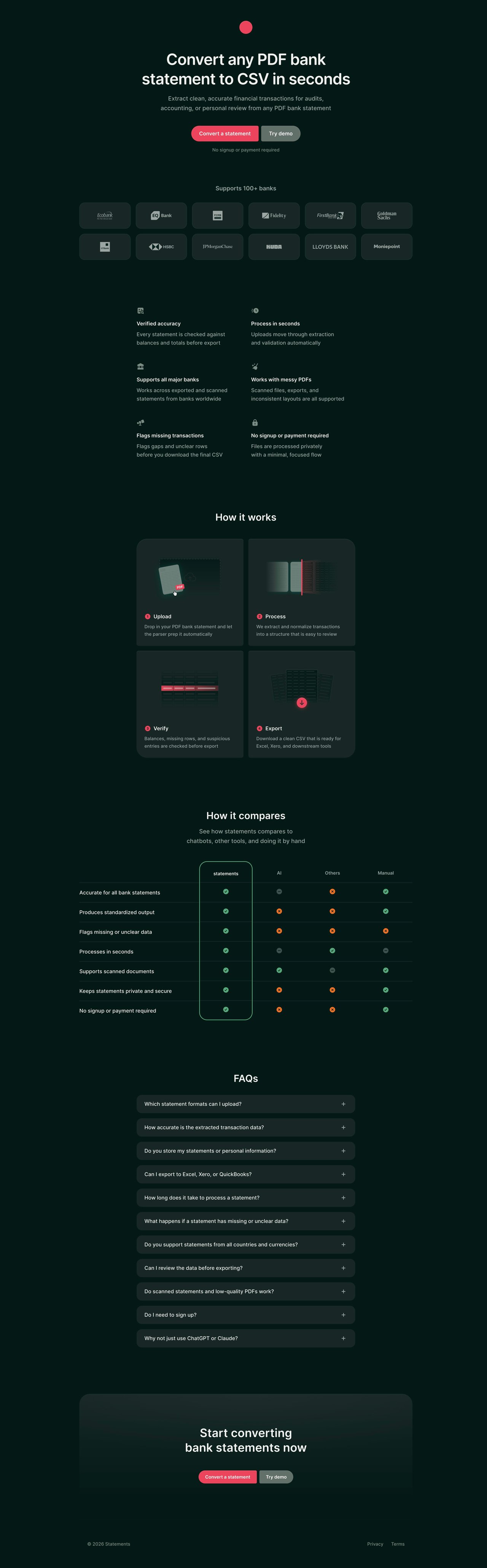 Statements Website Screenshot