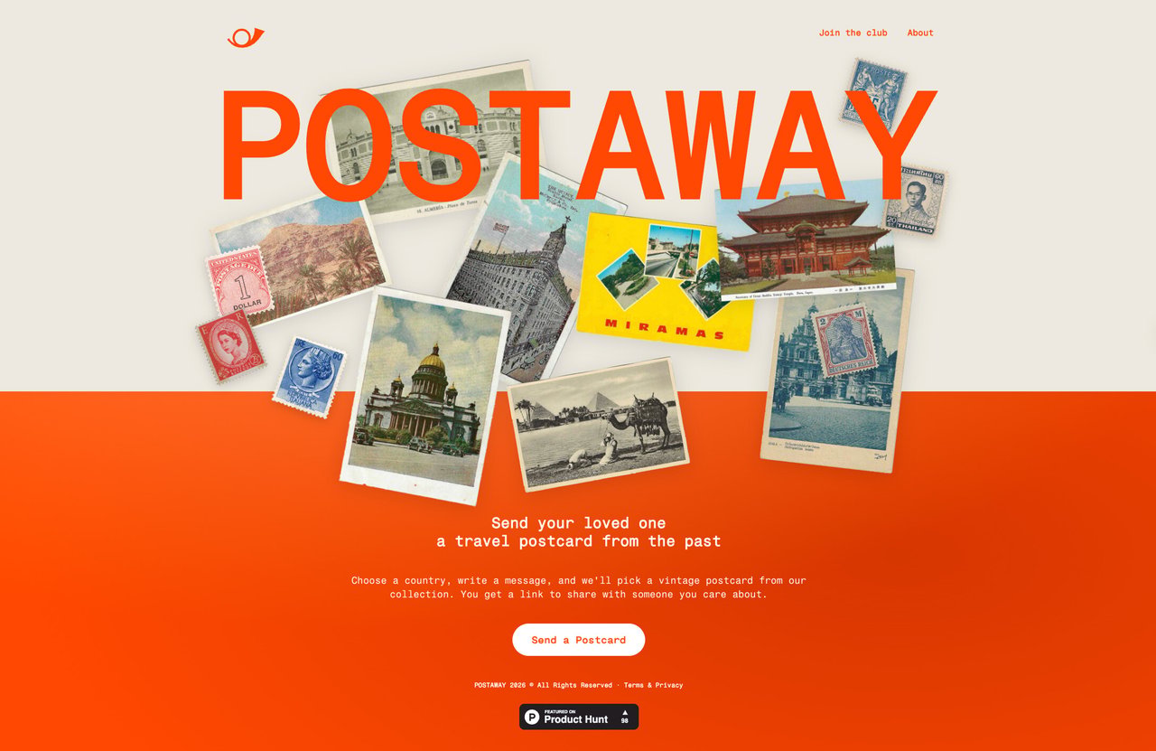 Postaway Website Screenshot