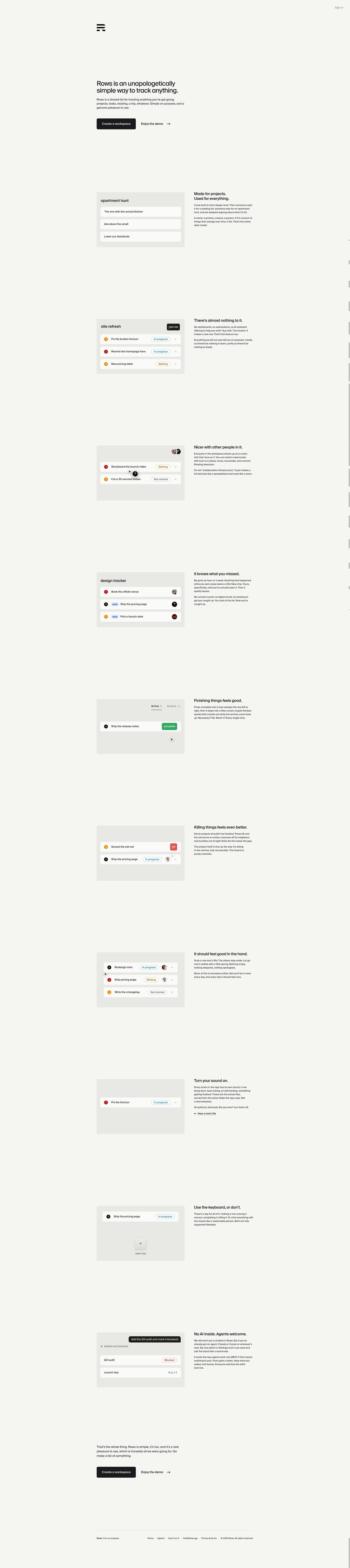 Rows Website Screenshot