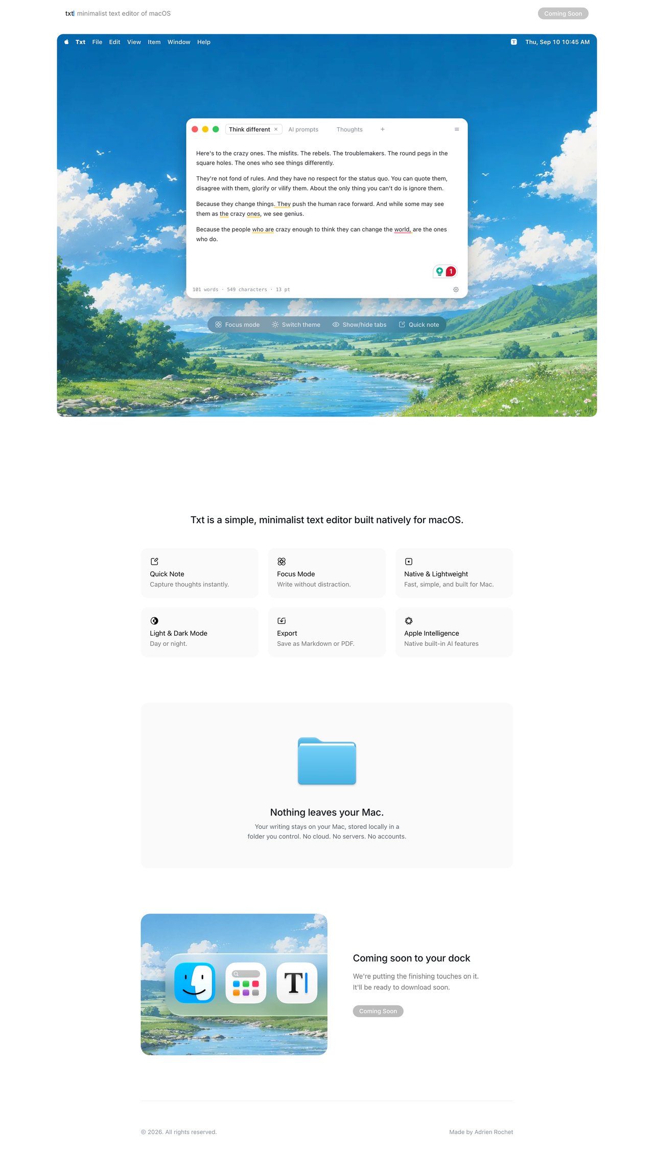 Txt Text Editor Website Screenshot