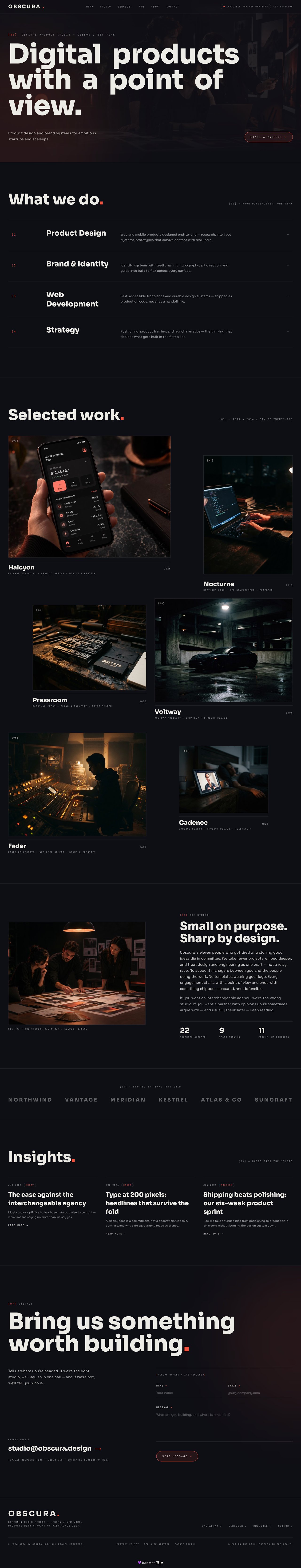 Obscura Website Screenshot