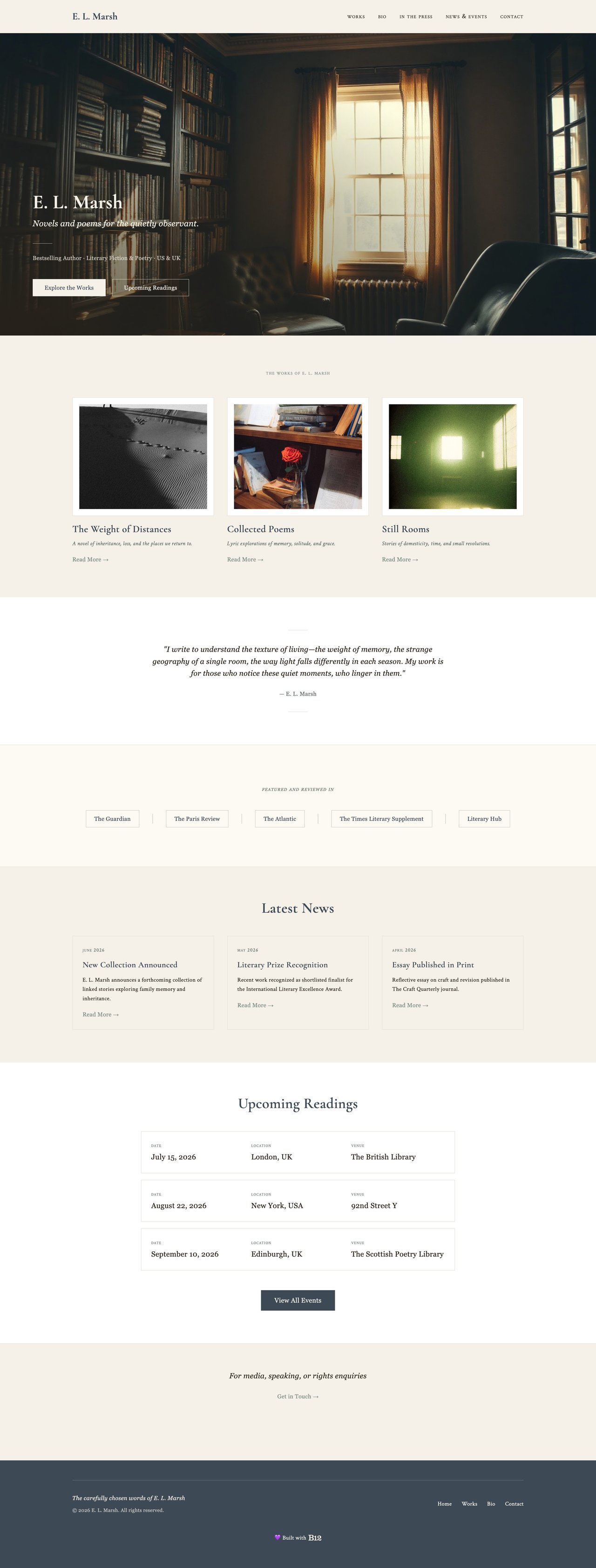 E. L. Marsh Website Screenshot