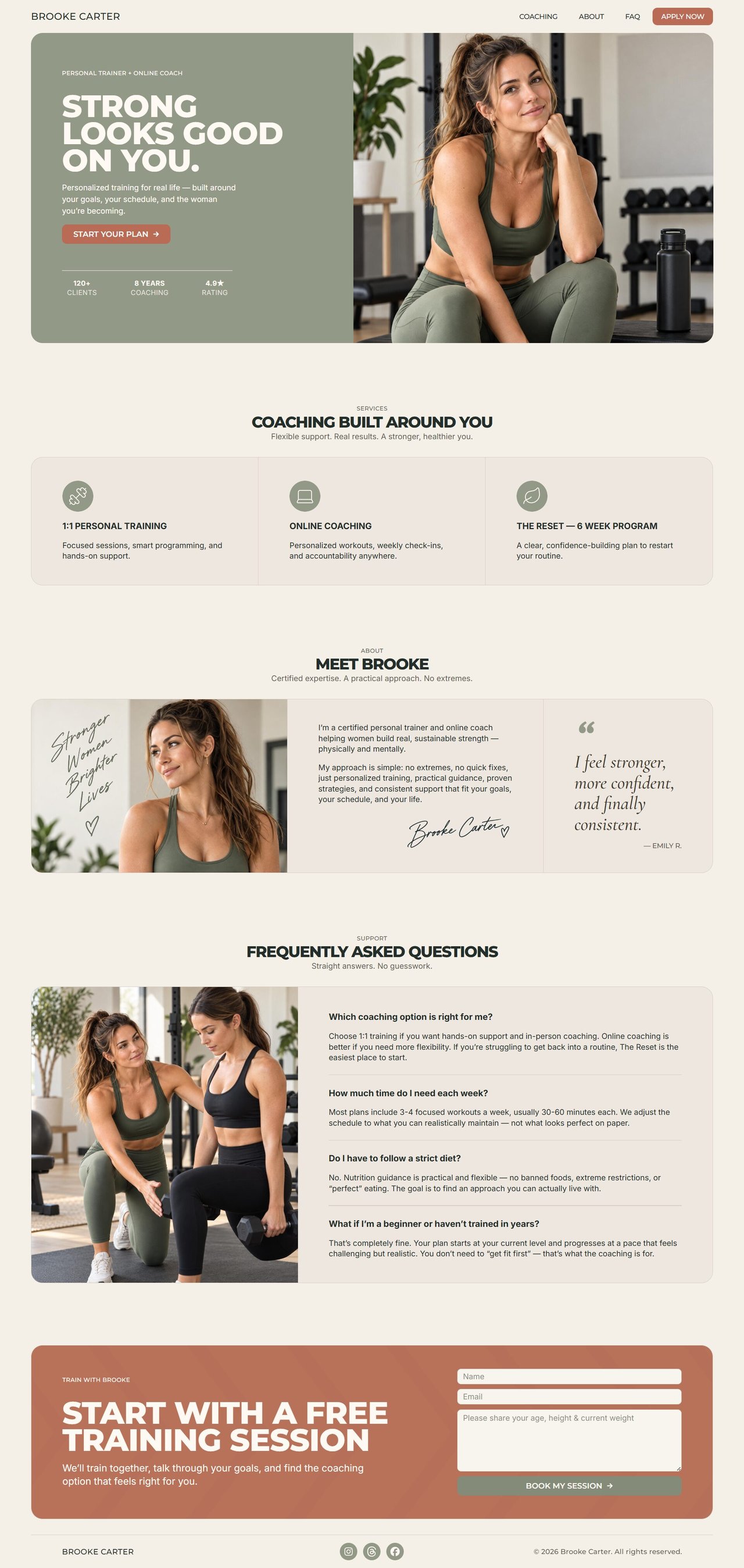 Personal Trainer Carrd Website Template Website Screenshot