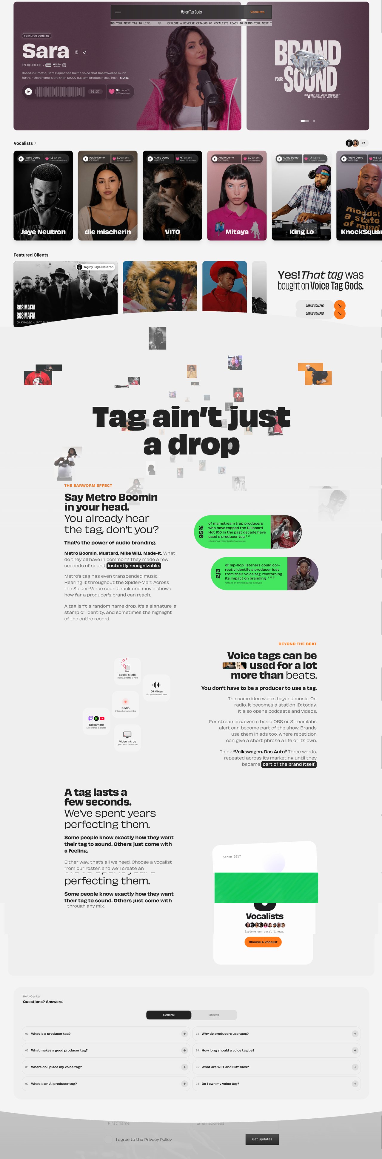 Voice Tag Gods Website Screenshot