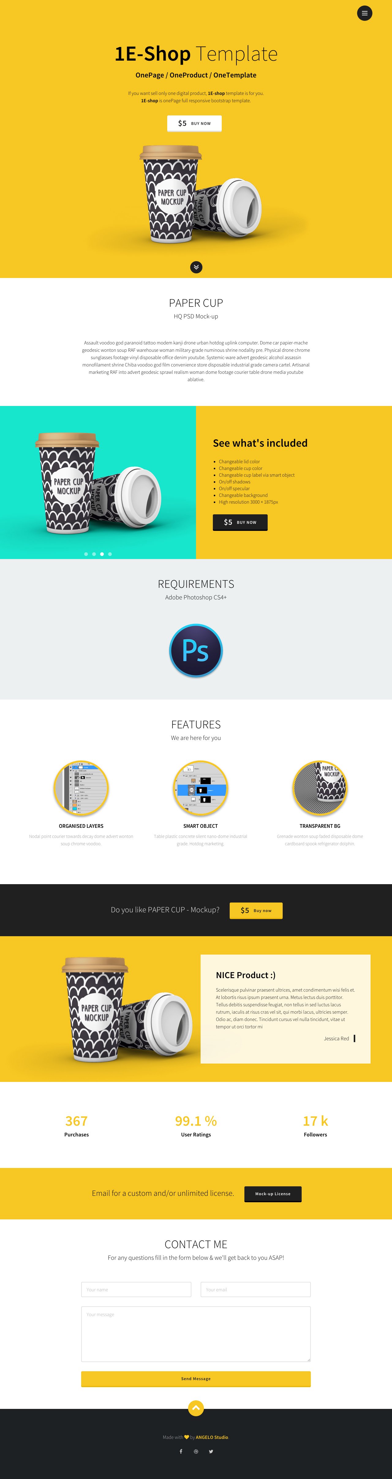 1E-shop Website Screenshot