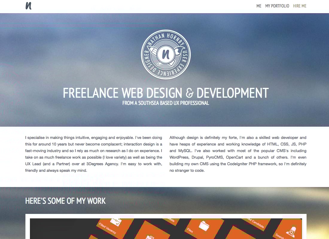 Nathan Hornby Website Screenshot