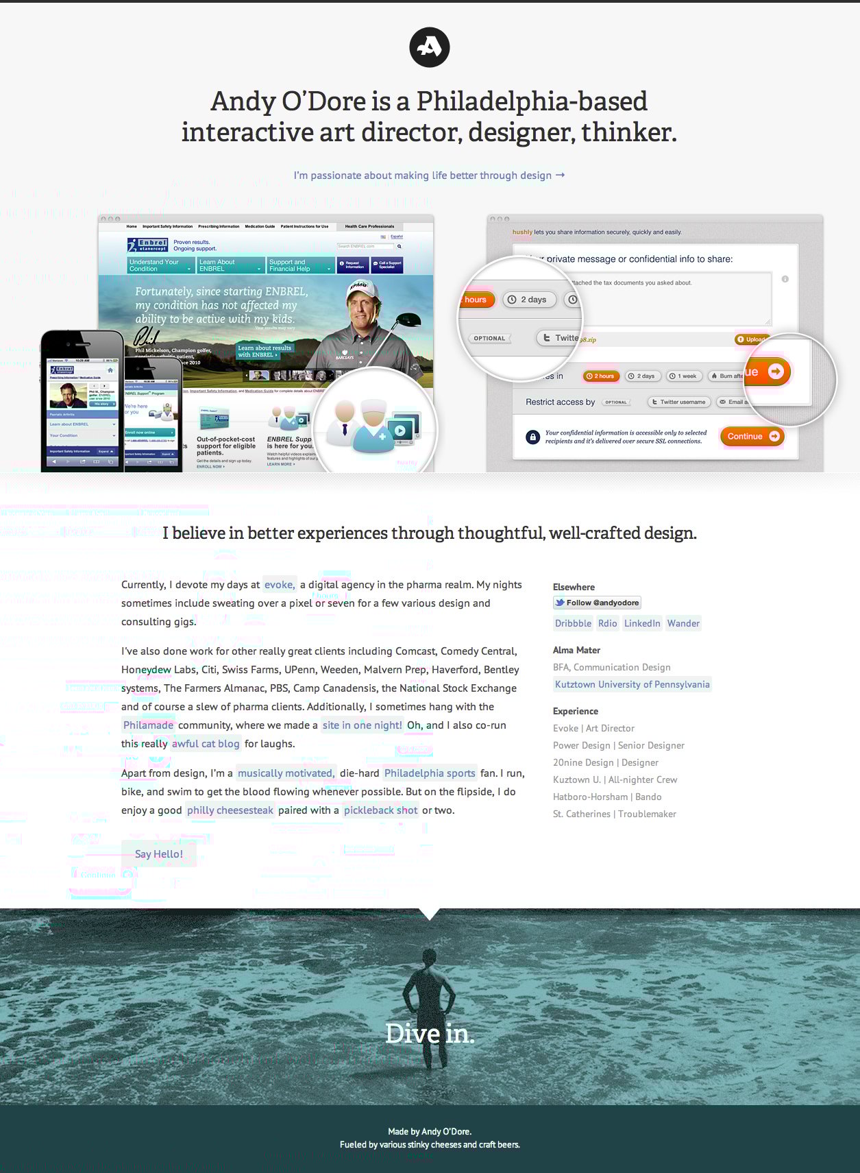 Andy O’Dore Website Screenshot