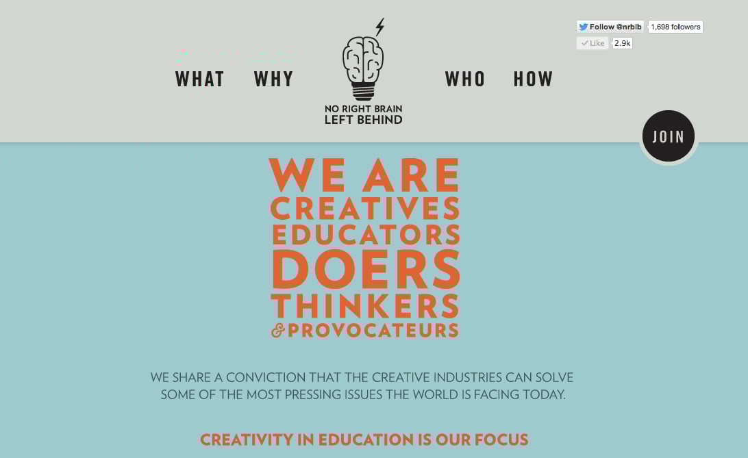 No Right Brain Left Behind Website Screenshot