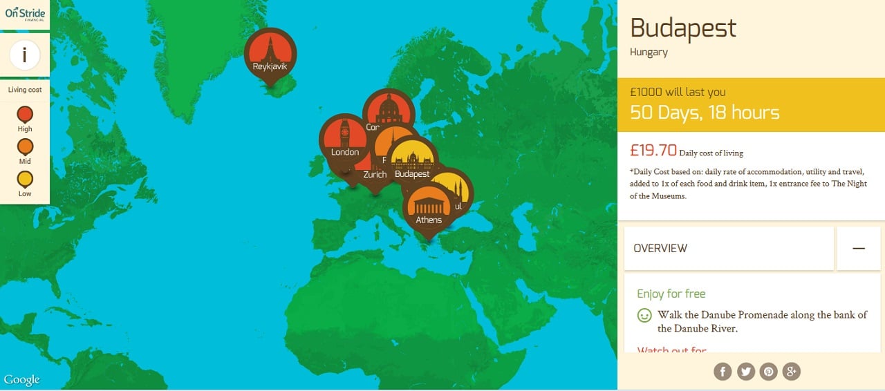 Cost of Living in Europe Website Screenshot