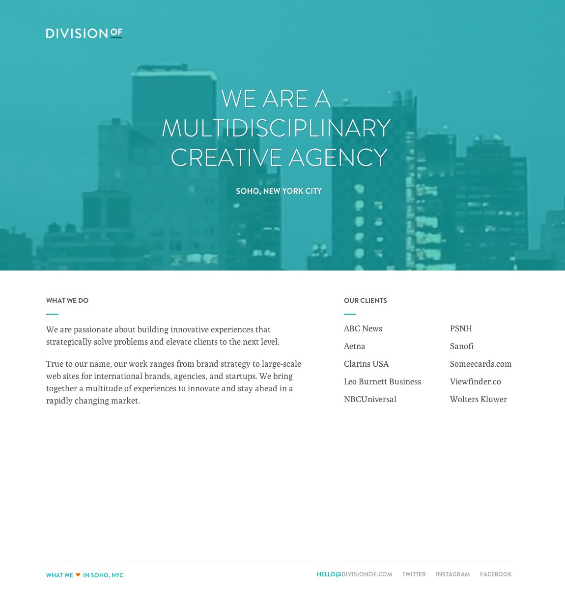 Division Of/ Website Screenshot