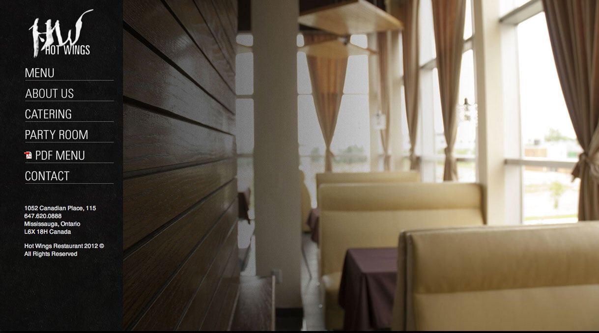 Hot Wings Restaurant Website Screenshot