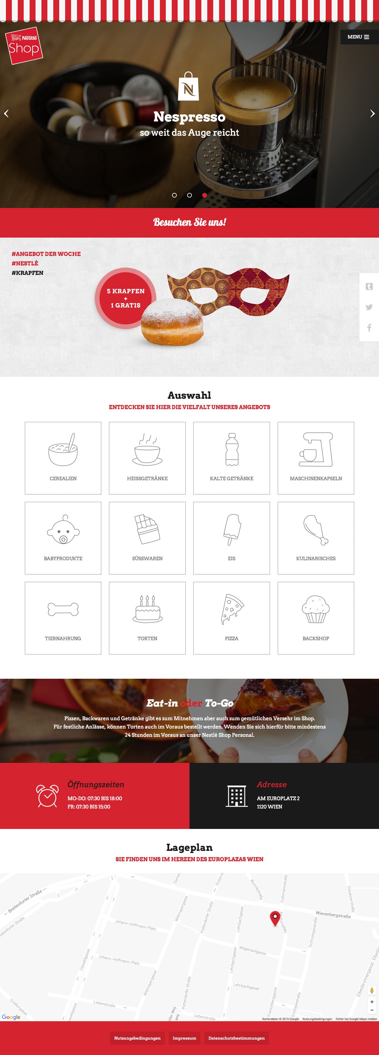 Nestlé Shop Wien Website Screenshot