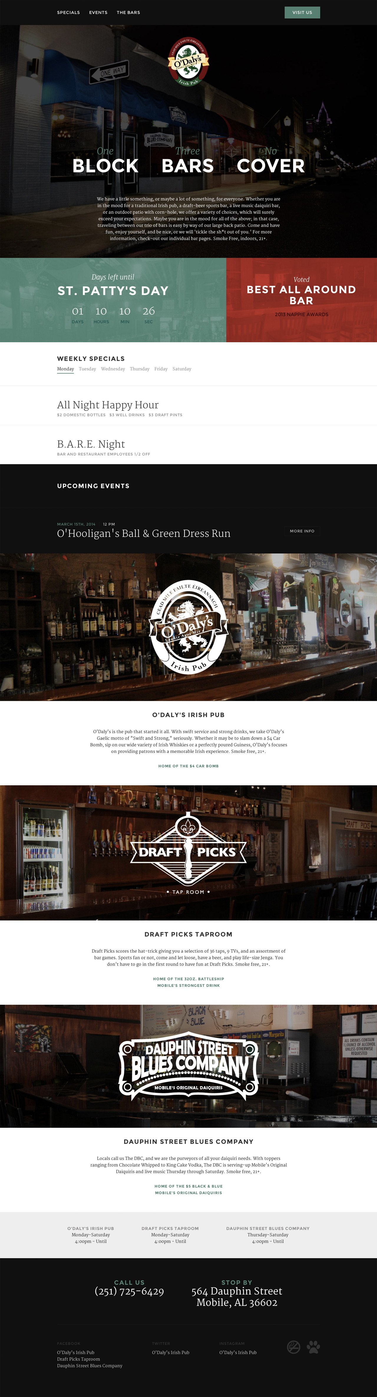 O’Daly’s Irish Pub Website Screenshot