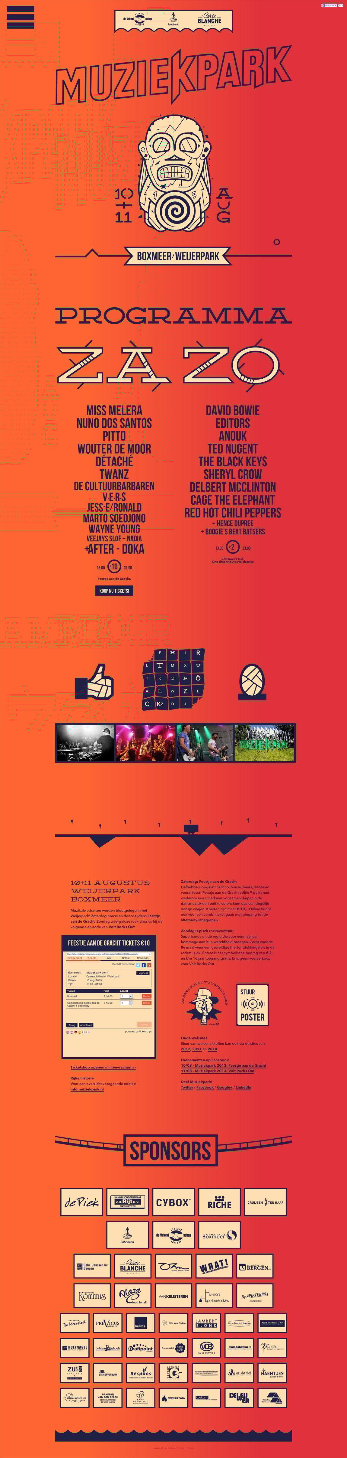 Muziekpark 2013 Website Screenshot