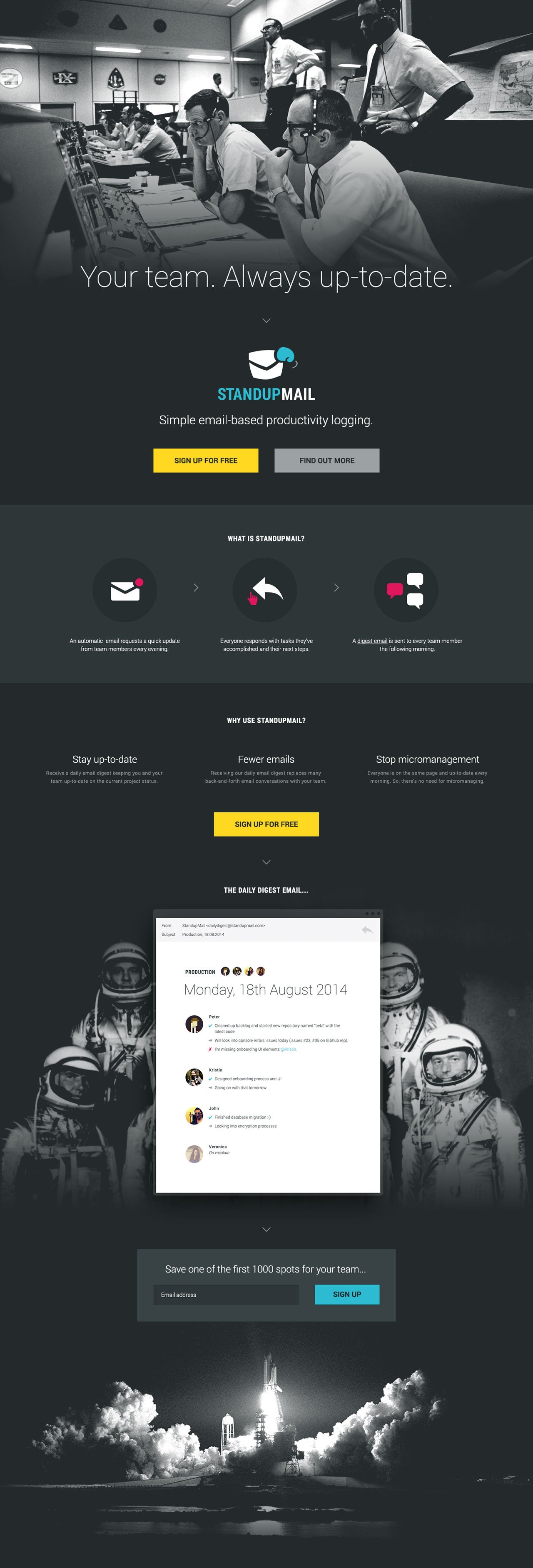 StandupMail Website Screenshot