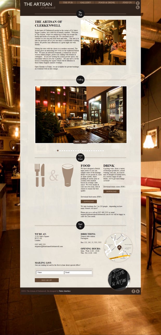 The Artisan of Clerkenwell Website Screenshot