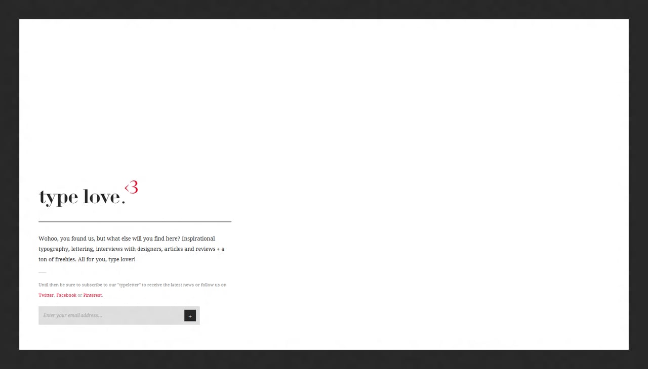 Type Love Website Screenshot