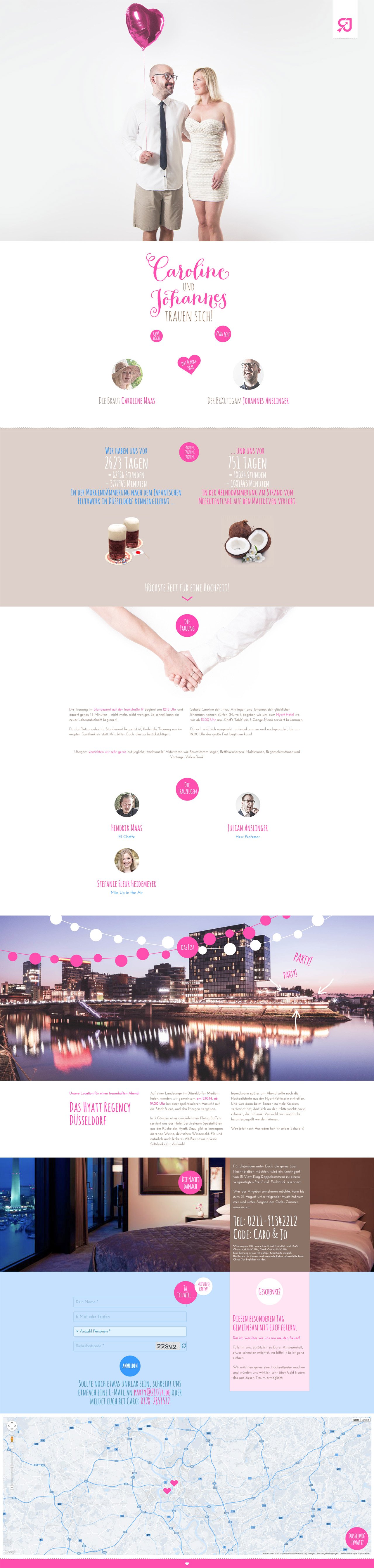 Caroline & Johannes Wedding Website Screenshot