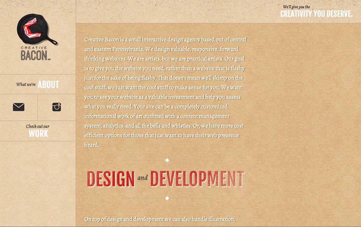 Creative Bacon Website Screenshot