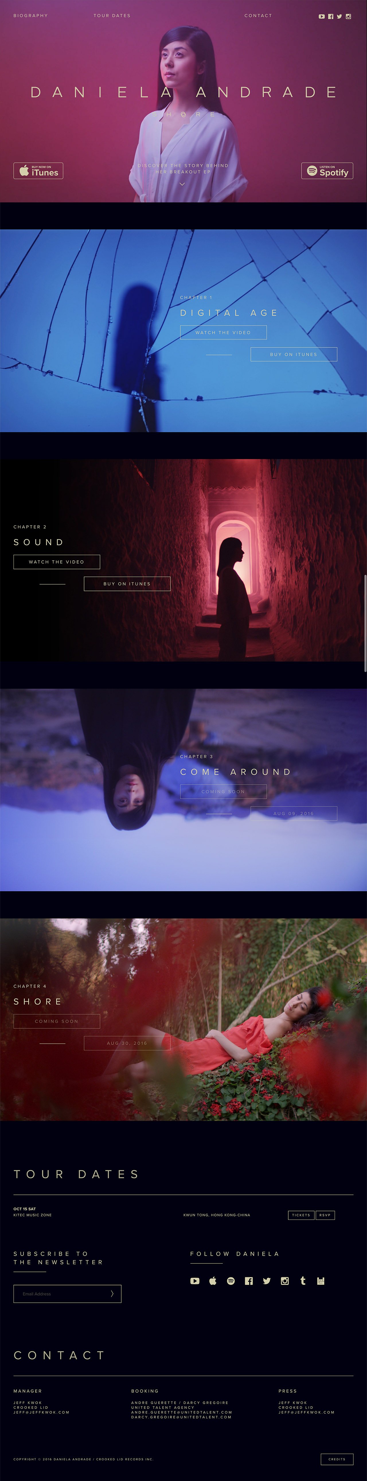 Daniela Andrade – Shore EP Website Screenshot