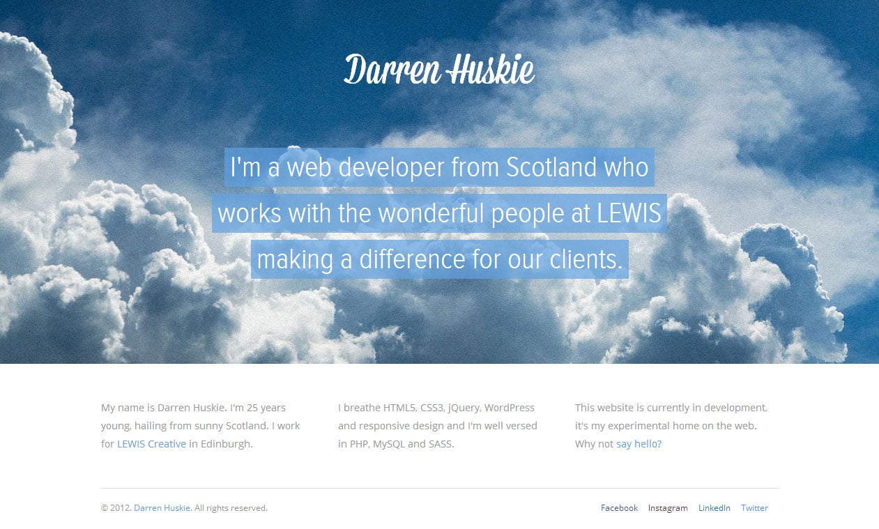 Darren Huskie Website Screenshot