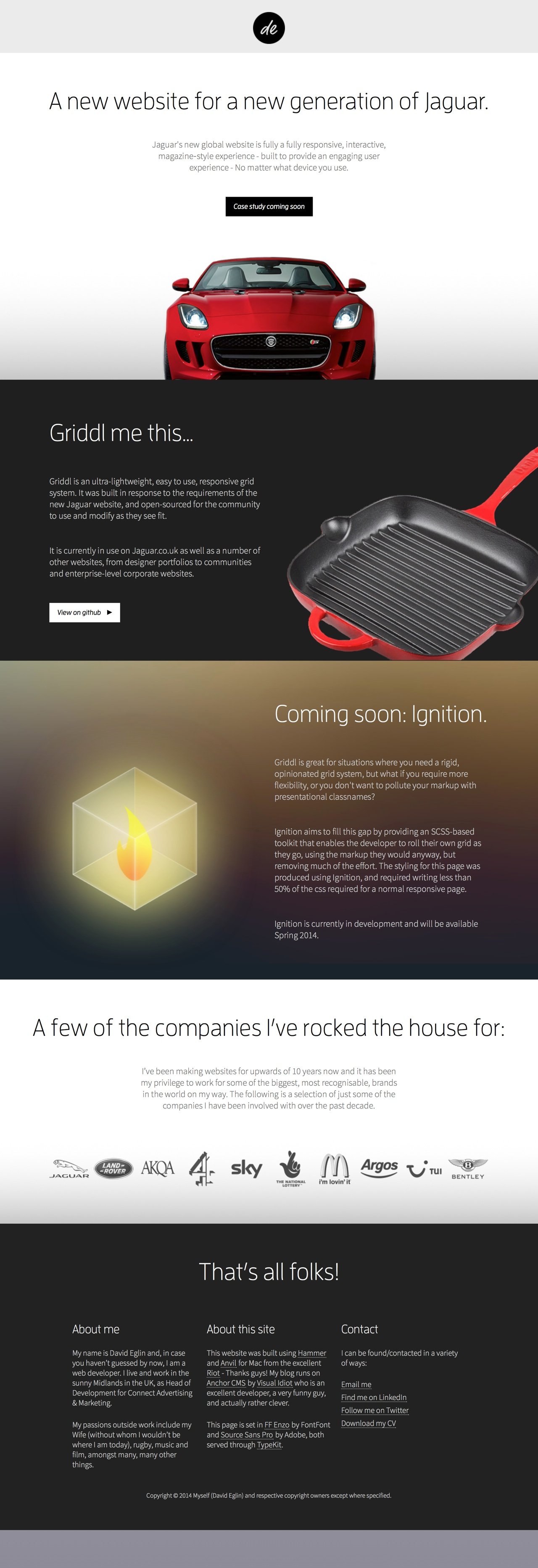 David Eglin Website Screenshot