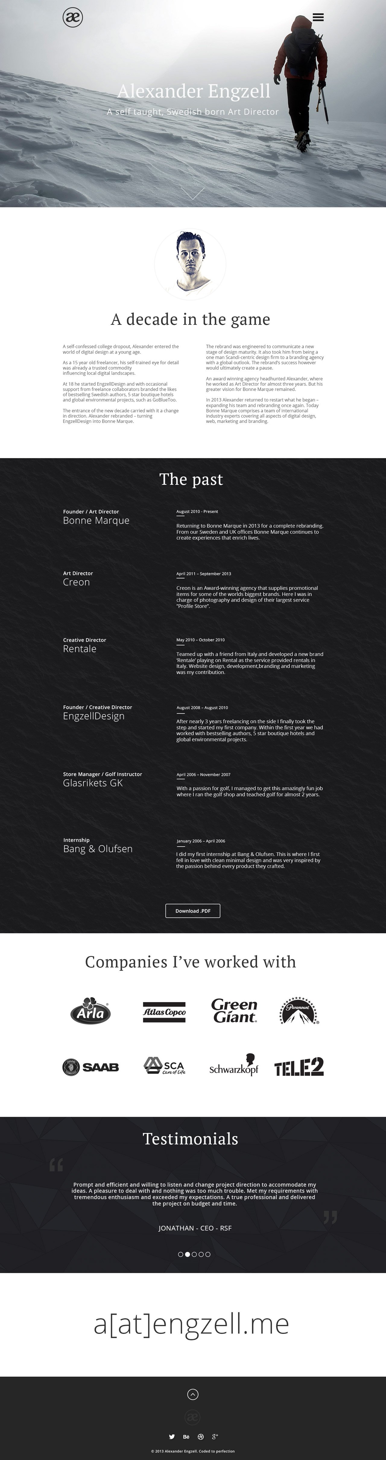 Alexander Engzell Website Screenshot