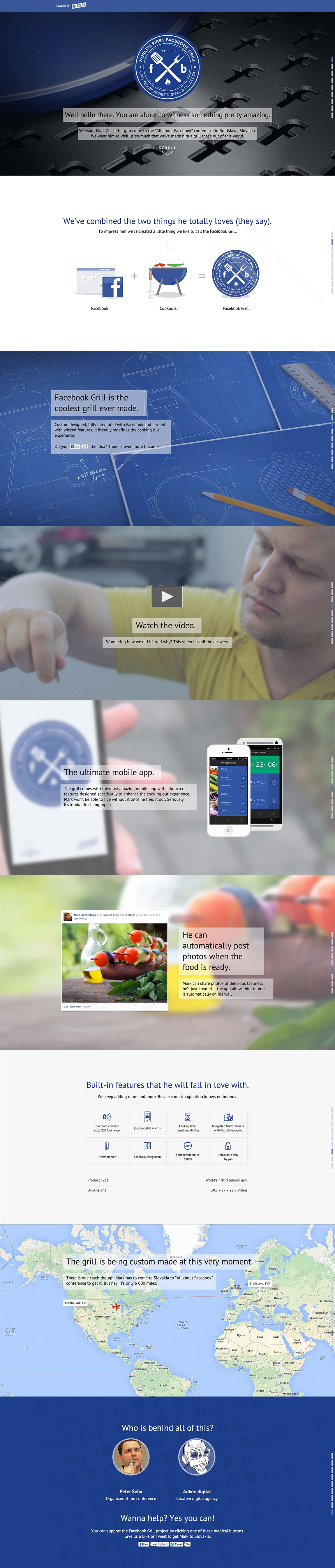 The world’s first Facebook grill Website Screenshot