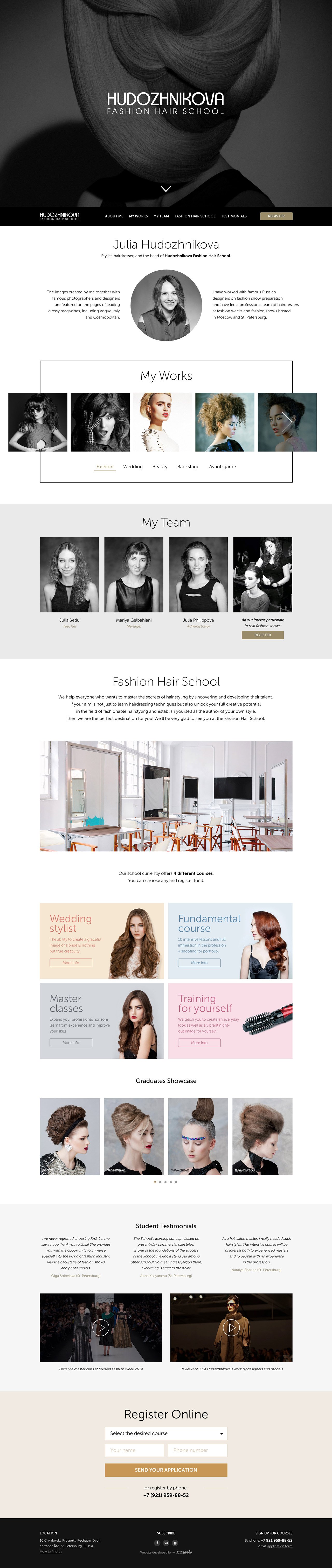 Hudozhnikova Fashion Hair School Website Screenshot