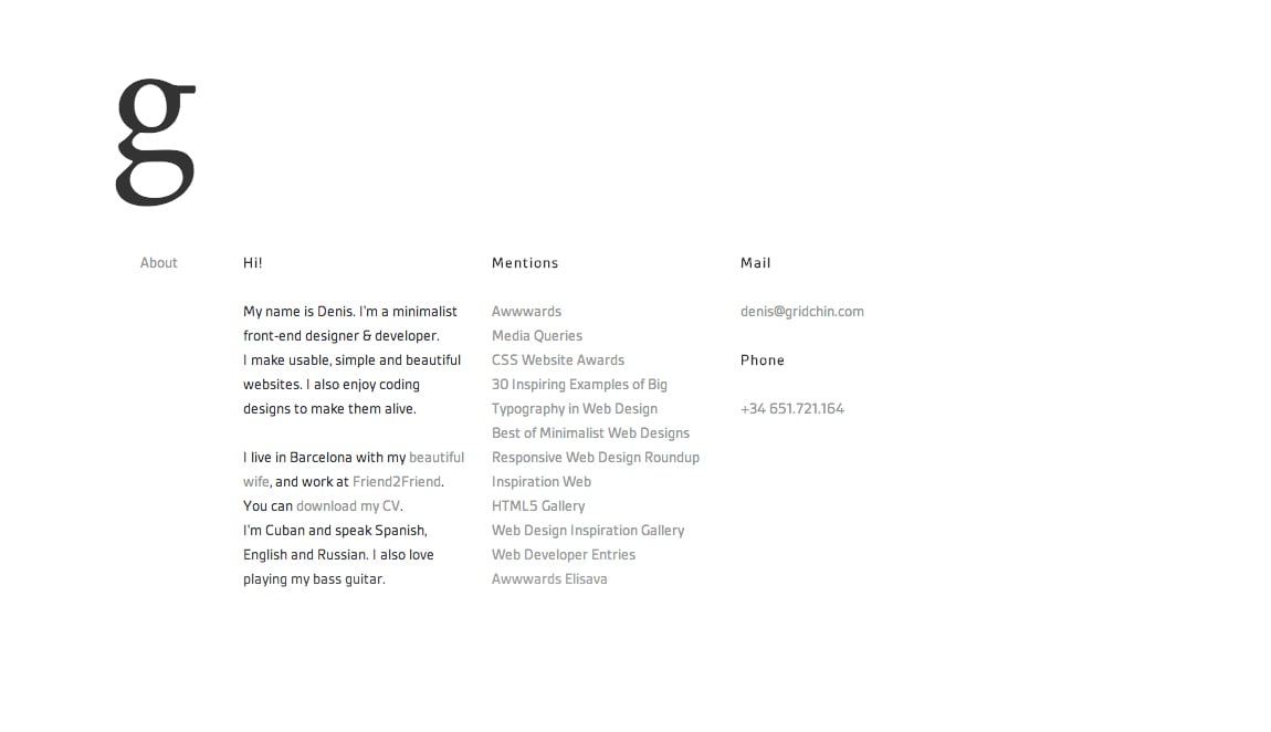 Denis Fernandez Gridchin Website Screenshot