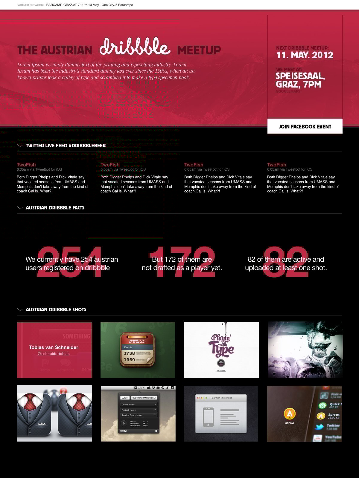 Austrian Dribbble Meetup Website Screenshot